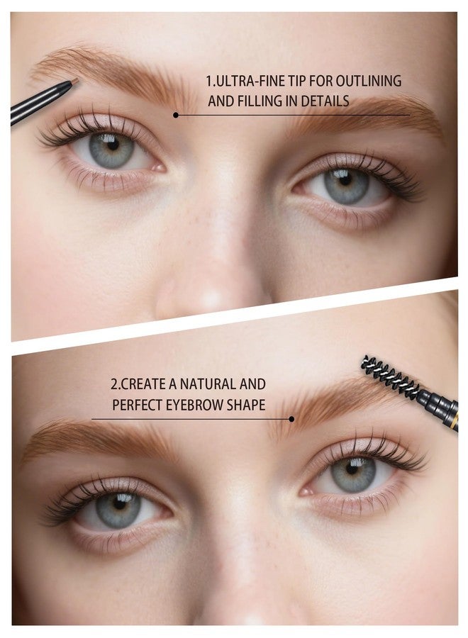 SUMEITANG Light Brown Eye Brow Pencils for Women, 6Pcs Waterproof Eyebrow Pencil, 1.5mm Micro-Fine Tip & Spiral Brush with Brow Razors Perfect for Creating a Natural and Delicate Eyebrow Look Makeup - Image 3